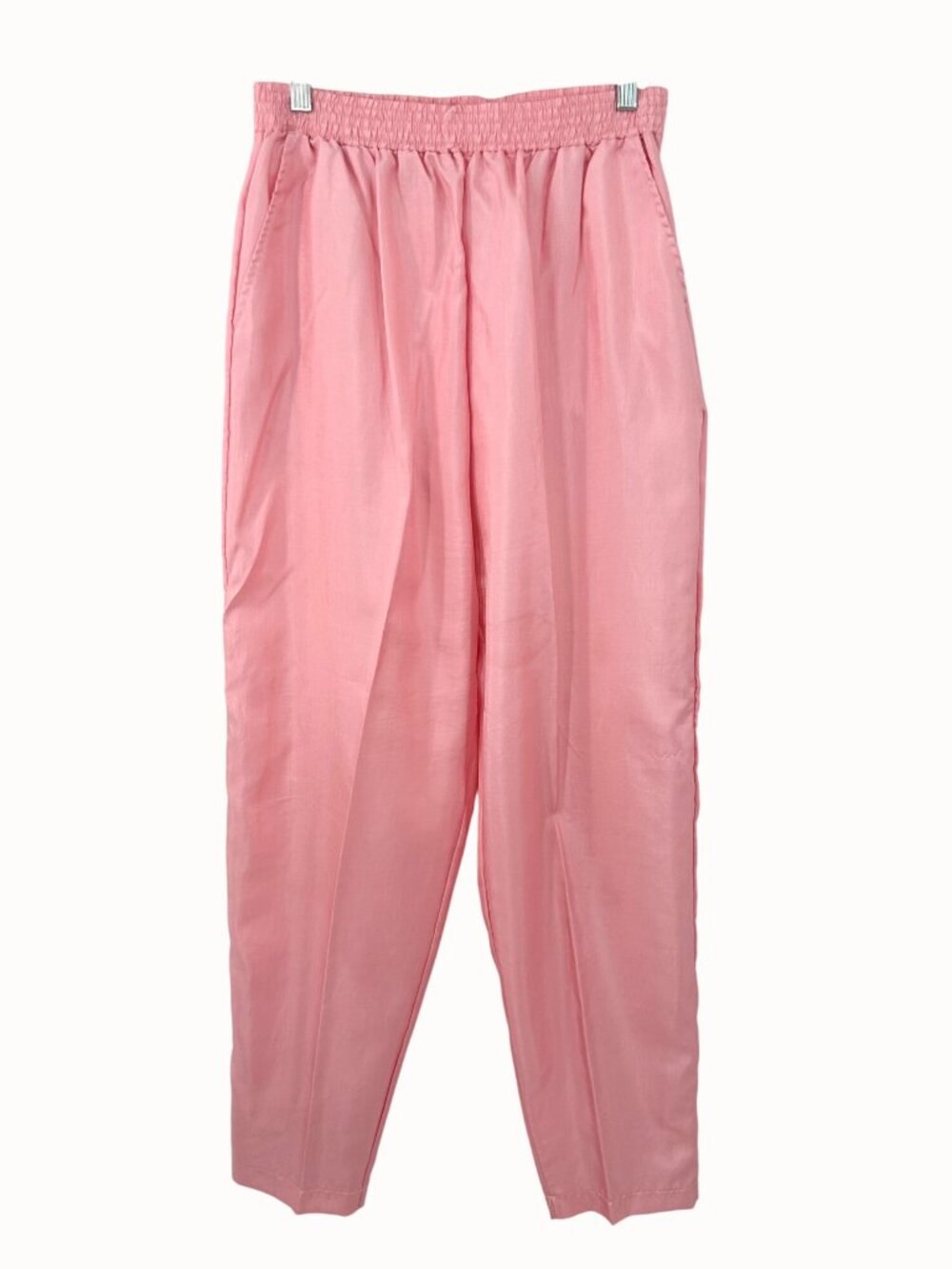Vintage Adolfo Sport Pink Elastic Hi Waist Long Tapered Pants w/ pockets!